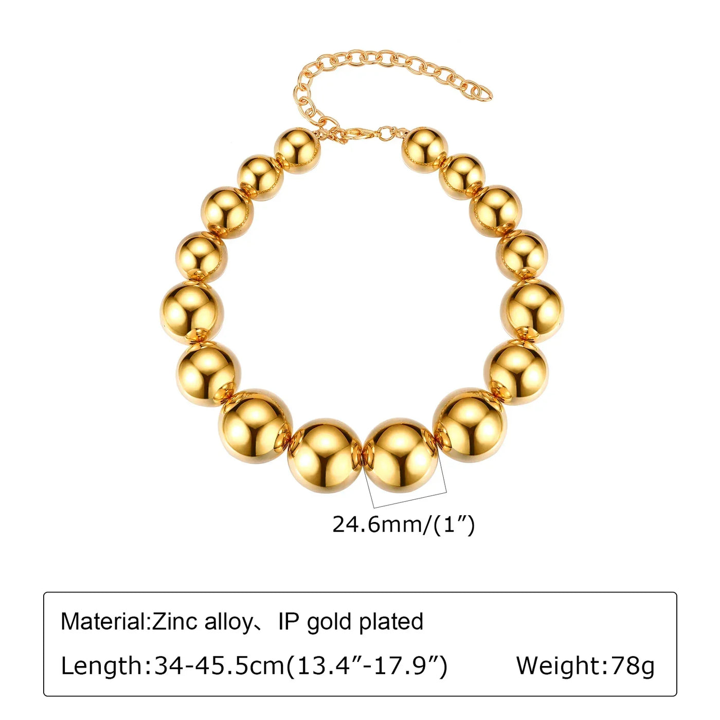 Women Choker Necklace, Chunky Big Ball Beaded Chain,Pearl Link Herringbone Chain Statement Jewelry