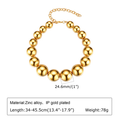 Women Choker Necklace, Chunky Big Ball Beaded Chain,Pearl Link Herringbone Chain Statement Jewelry