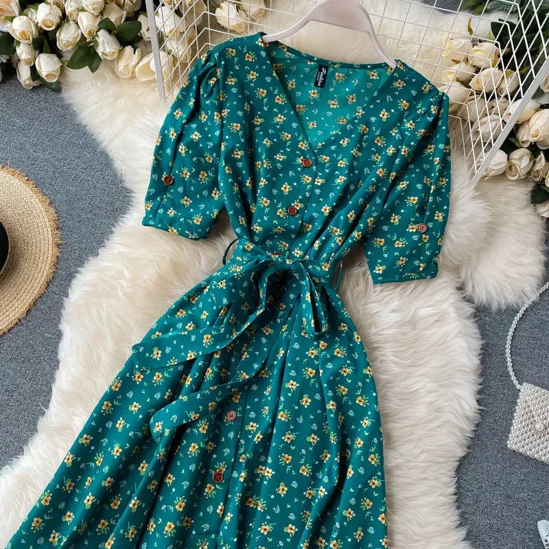 Korean Red elegant sexy Dress women Summer Autumn V-neck polka dot midi dress waist split dress vestidos de fiesta clothes