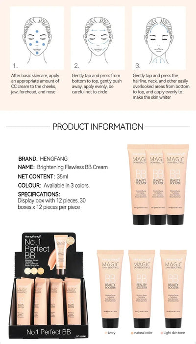 BB Cream Natural Nude Finish — Hydrating, Oil-Control, Long-Lasting Foundation