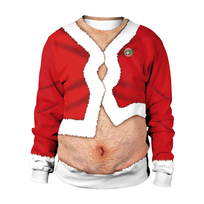 New Year Eve Xmas Sweatshirt 3D Novelty Print Holiday Party Jumper Top Unisex Pullover Reindeer Ugly Christmas Sweater Men Women
