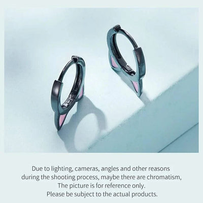 WOSTU Real 925 Sterling Silver Cat Ear Hoop Earrings For Women