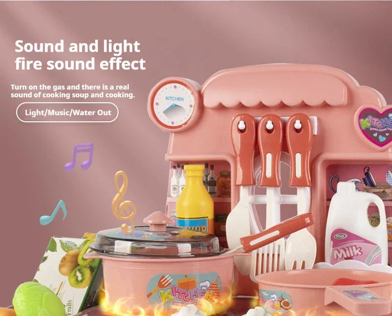 Simulated Kitchen Toys  Kitchenware Lighting and Sounds Cooking Game Set Children Fun Educational Toy Educational Toy