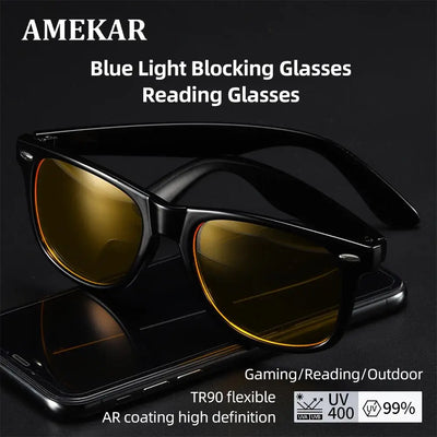 Blue Light Blocking Glasses Better Sleep Men Women Office Computer Reading Eyeglasses Yellow Lens Filter TR90 Glasses for Gaming