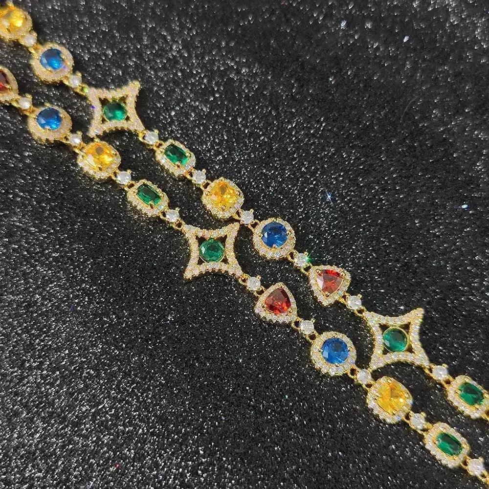 Luxury necklaces 18k gold plated rainbow zircon necklace trendy clavicle chain fashion jewelry for women birthday gift