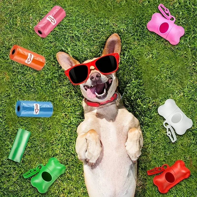 1200pcs Random Color Cartoon Paw Graphic Dog Poop Bags Pet Poop Bags Leak-Proof Dog Waste Bags For Pet Supplies