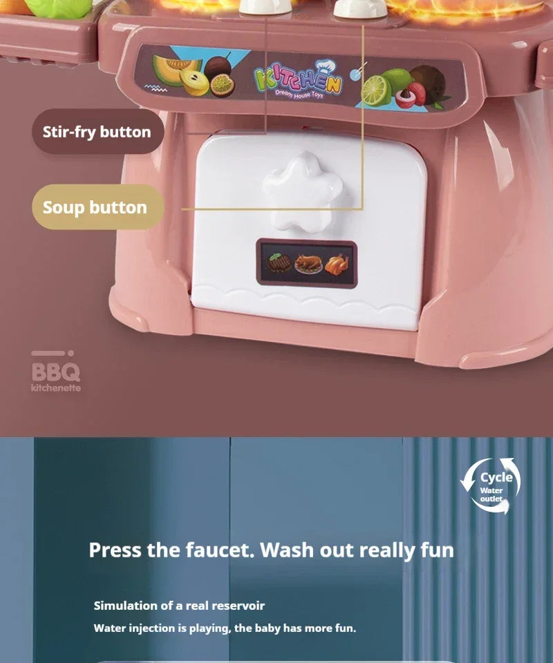 Simulated Kitchen Toys  Kitchenware Lighting and Sounds Cooking Game Set Children Fun Educational Toy Educational Toy