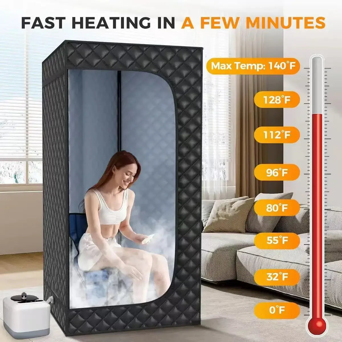Full Body Home Steam Sauna Set 3L Large Steam Pot One Person Sauna Spa with Time Temperature Remote Control Detox Therapy SPA