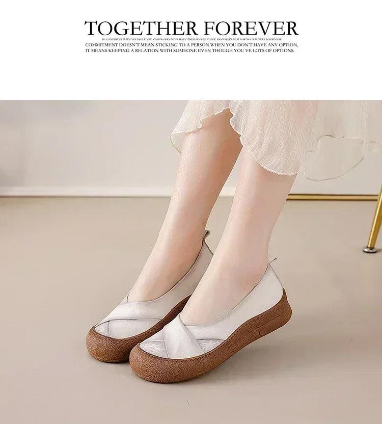 Authentic anti skid slip on leather flat shoes ladies shallow loafers woman comfy soft moccasin
