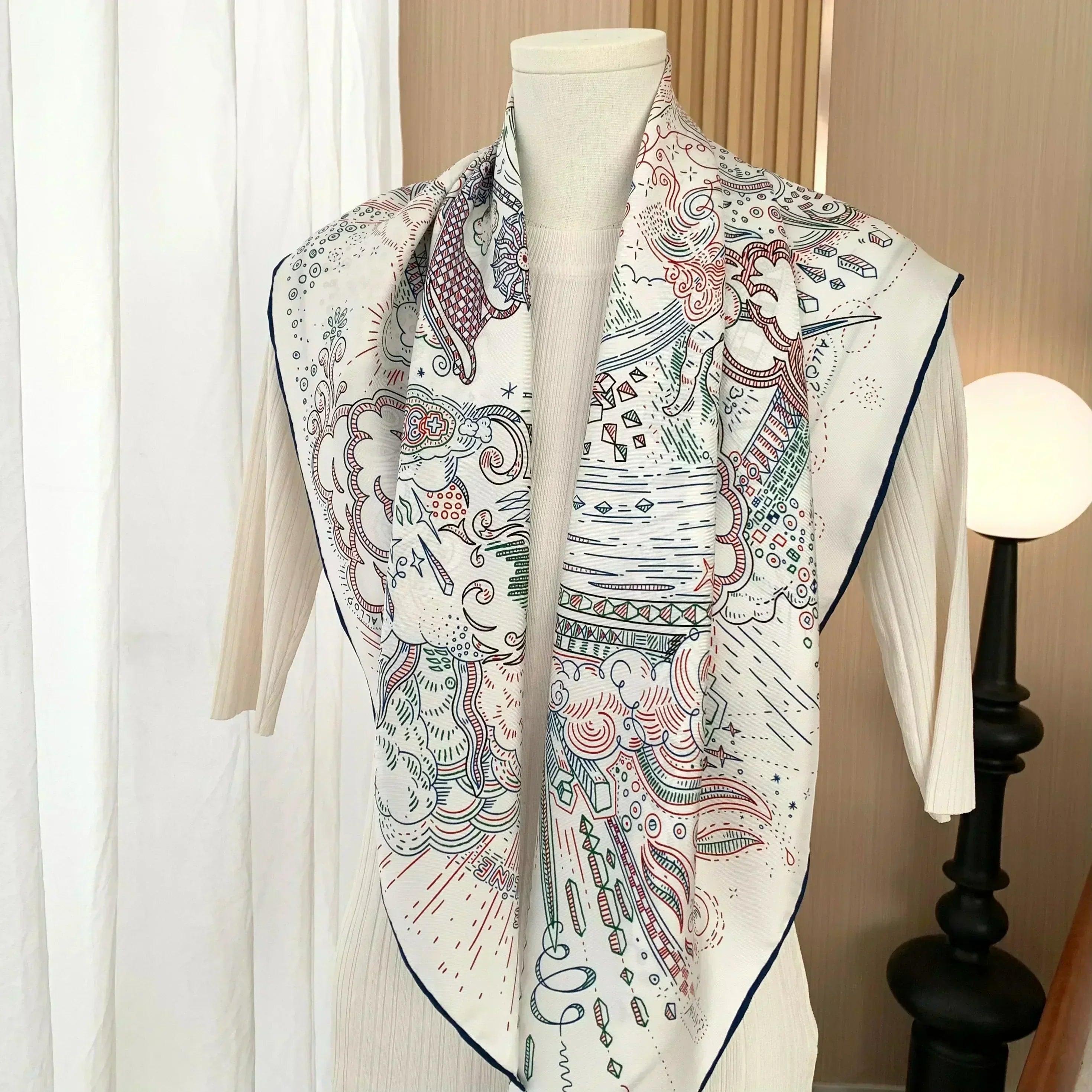 100% real silk scarf shawl large head scarves hijab for hair wrapping 90cm