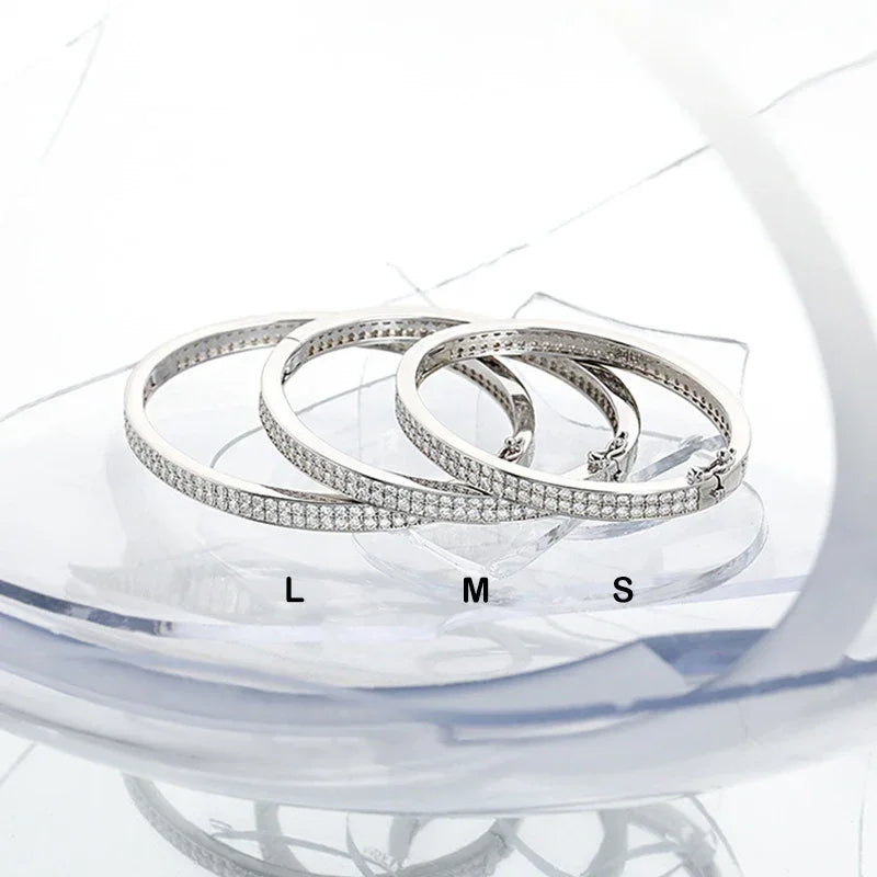 EWYA Real GRA Certified D Color 2mm 0.03CT Full Moissanite Bracelet Bangle for Women Party S925 Silver All Diamond Bracelets