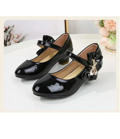 Children's Leather High Heels Shoes | Casual Soft Bottom Footwear Kids