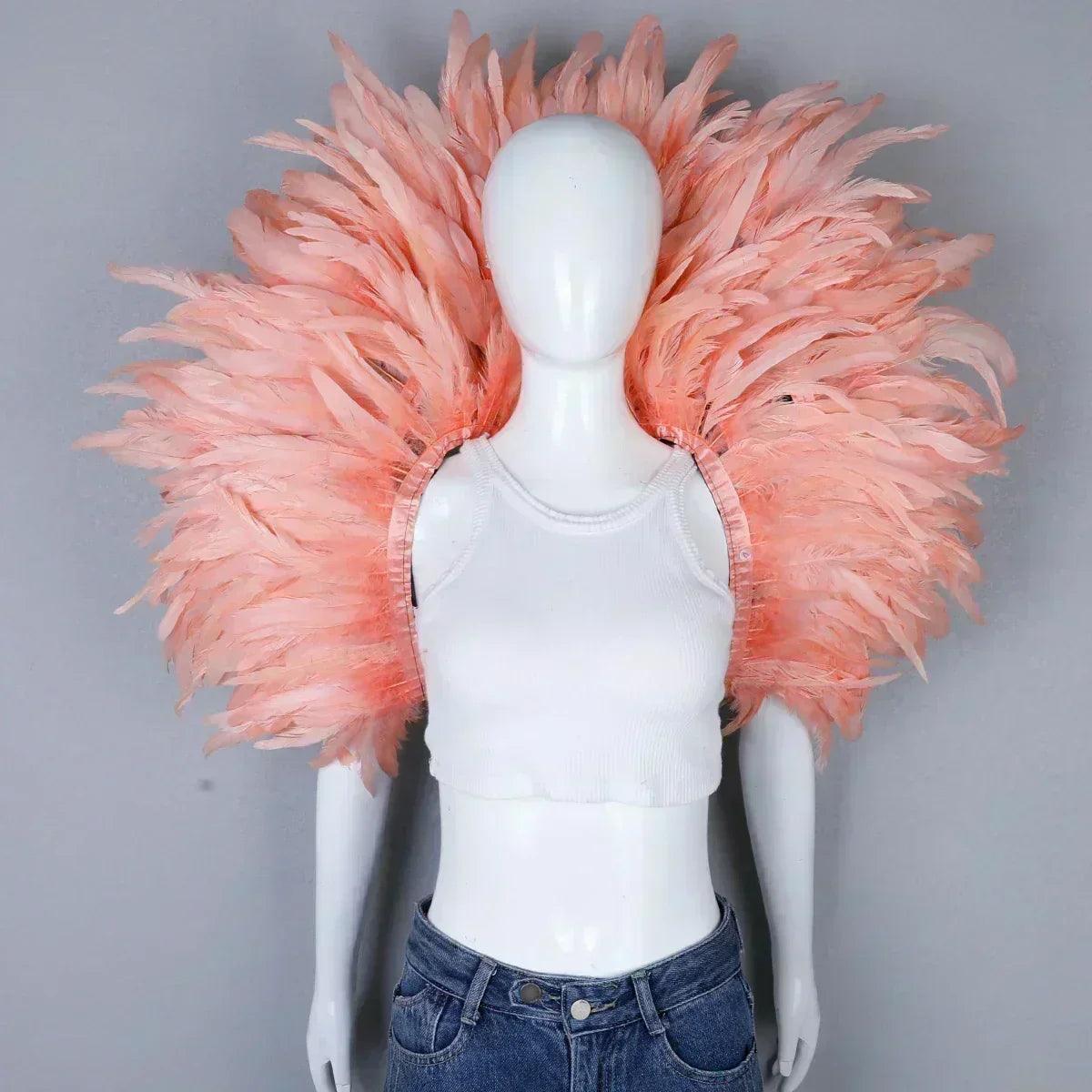 Designer feather scarf (punk halloween carnival masked ball party)accessory