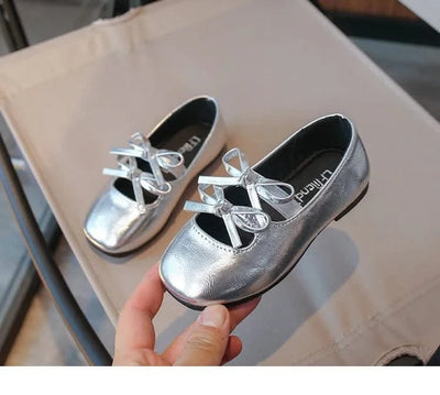 Autumn Children's Fashion Causal Black Ballet Shoes Solid Color Bowknot Elegant Girl Princess Shoes New Kids Leather Shoe
