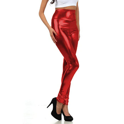 Women Look Wet Leggings Shiny Glossy Faux