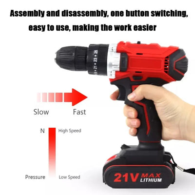 Charging hand DIY power tools 21V Electric cordless Screwdriver 2 features wireless hammer drill mini lithium battery