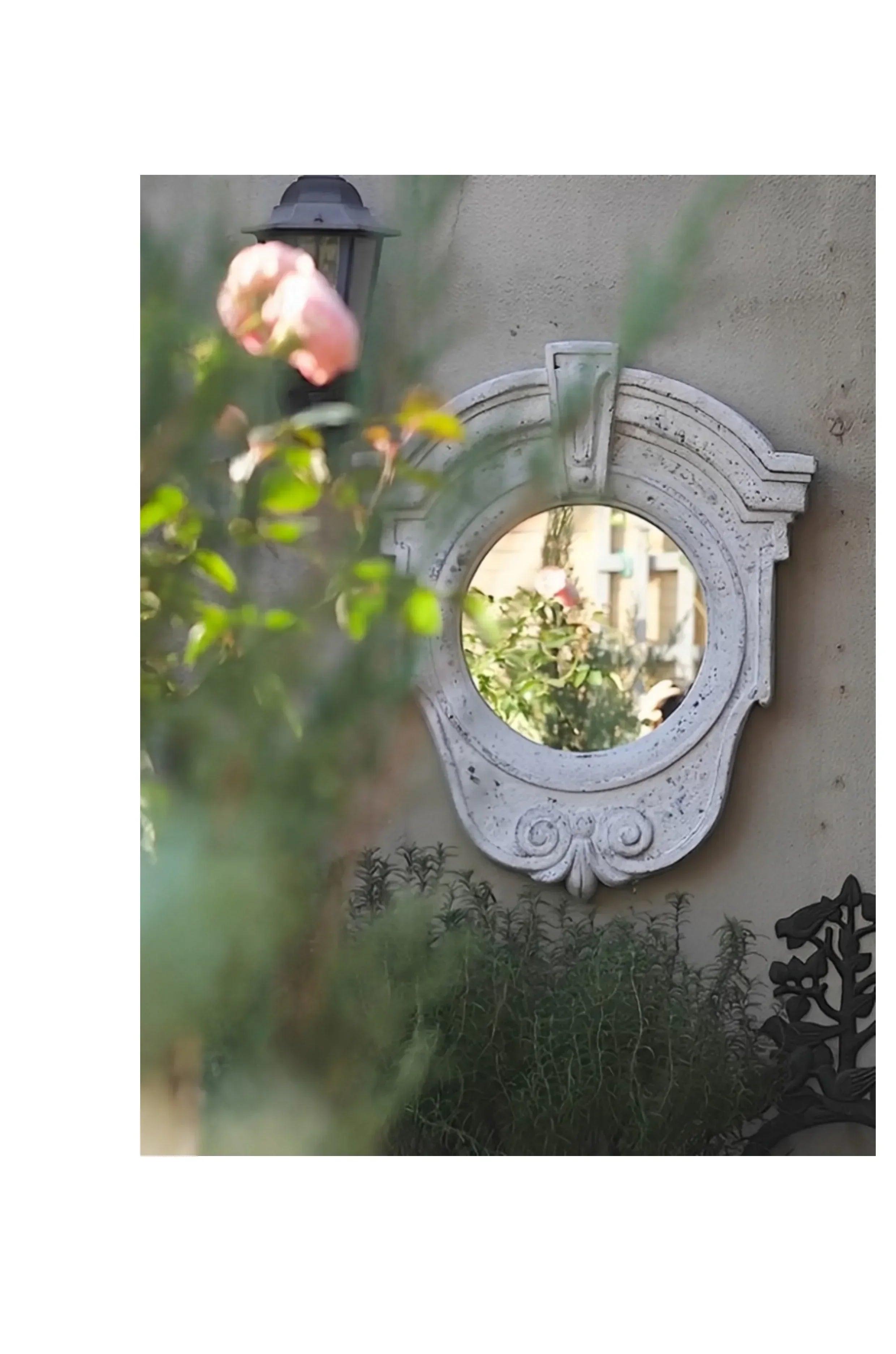 Wall-mounted garden mirror outdoor courtyard decor for balcony rustproof background wall creative homestay decoration
