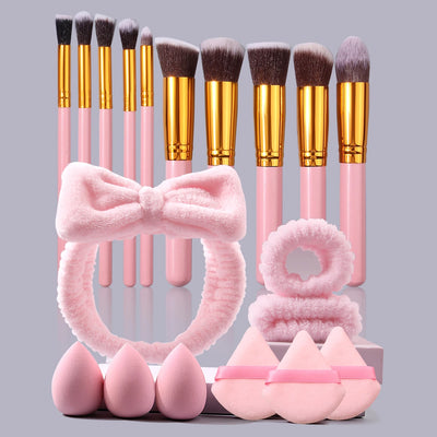 6/10/19PCS Pink beauty Set includes a makeup brush set, a toiletry set, a dry and wet dual-purpose beauty egg, and a powder puff