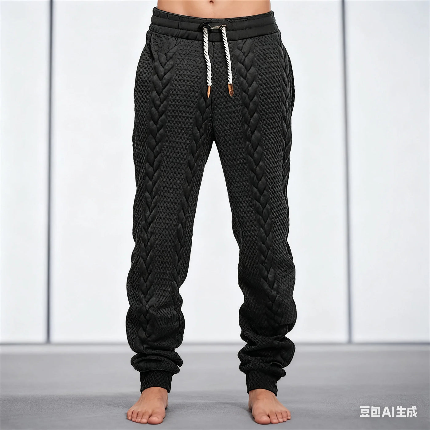 Men's Jacquard Trousers for Autumn & Winter, Soft Comfortable Casual Sportswear Pants Fashionable Street Business Attire for Men