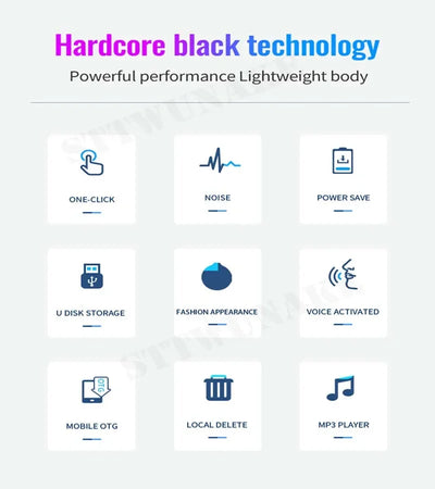 Voice Recorder Activated Recording Micro Dictaphone Digital Audio Smart Recorder MP3 Player Noise Reduction