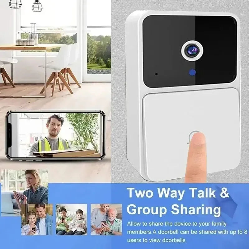 WiFi Video Doorbell Camera, Wireless Night Vision - Ultra HD Smart Home Doorbell with Two-Way Audio for Real-Time Communication