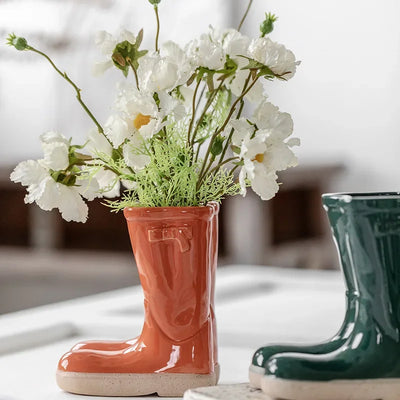 Ceramic Vase Boots Shaped Flower Vase Potted Flower Pots Desk Decoration Home Decor Floral Vases Garden Pots and Planters