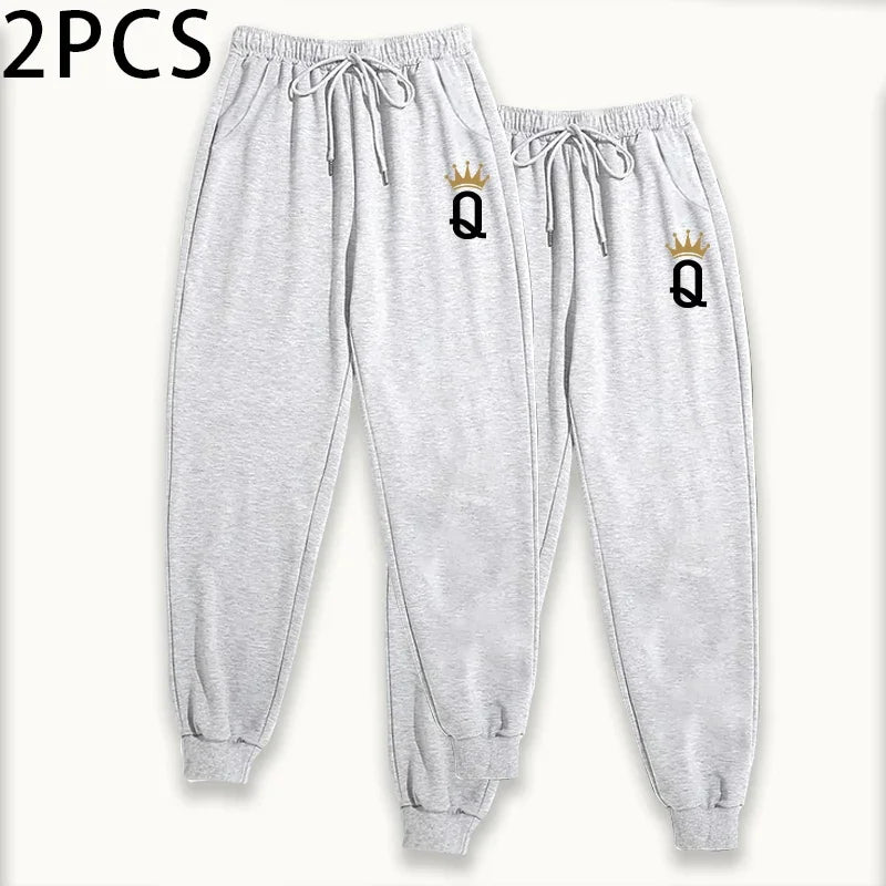 Women's Sweatpants 2 Piece Set Pure Color Joggers Fall Winter Lounge Pants Comfort Fit Athletic Casual Trousers 2packs