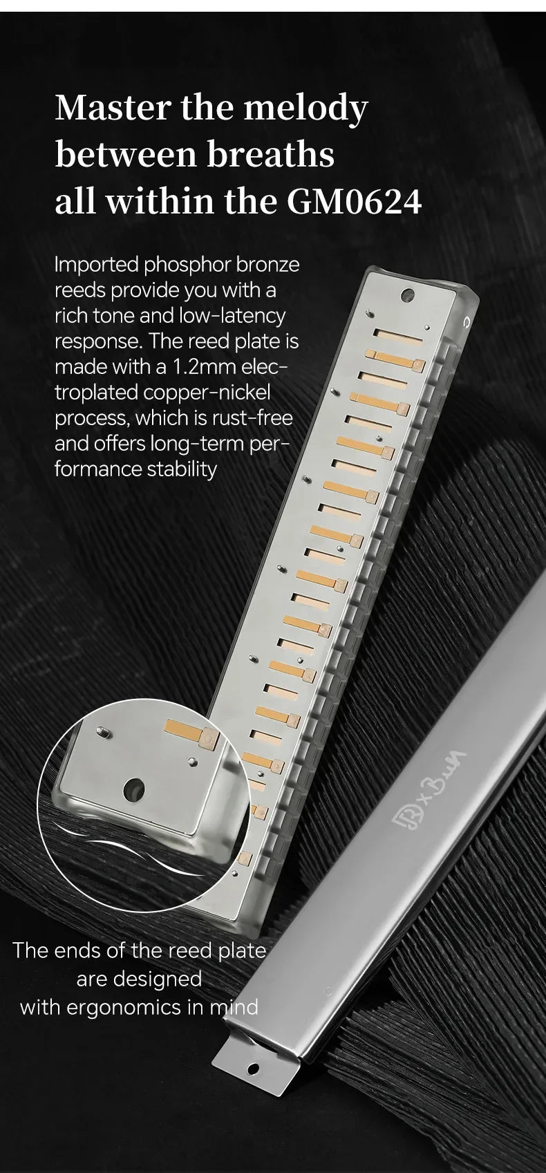 JDR Polyphonic Harmonica 24 Holes Professional Tremolo Mouth Organ T2406S Harmonica For Adults, Professionals and Students