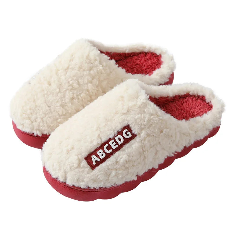 Couple's Plush Slippers for Women & Men - Extra Warm Winter House Shoes, Non-Slip Fuzzy Lined Indoor Slides with Thick Sole