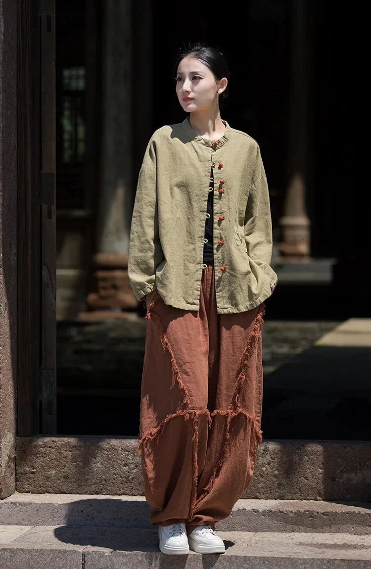 Women's Literary Vintage Ramie Linen Tops