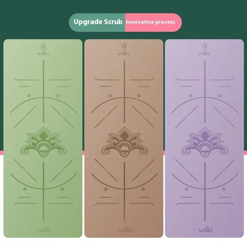 ‌2025 New Women's Home Fitness Yoga Mat - 5mm Natural Rubber with Coconut Fiber Texture, Wide Non-Slip & Durable Mat with Alignm