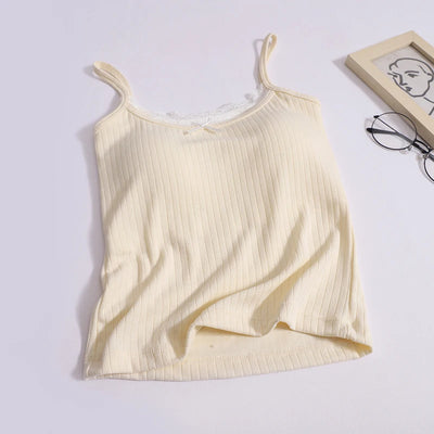 Women Bow Patchwork Lace Two-piece Tank Tops