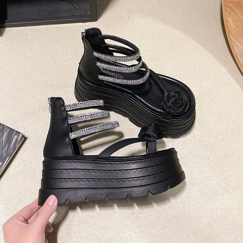 2025 designers women summer sandals open toe 8cm platform wedge sneakers casual shoes beach sandálias das mulheres