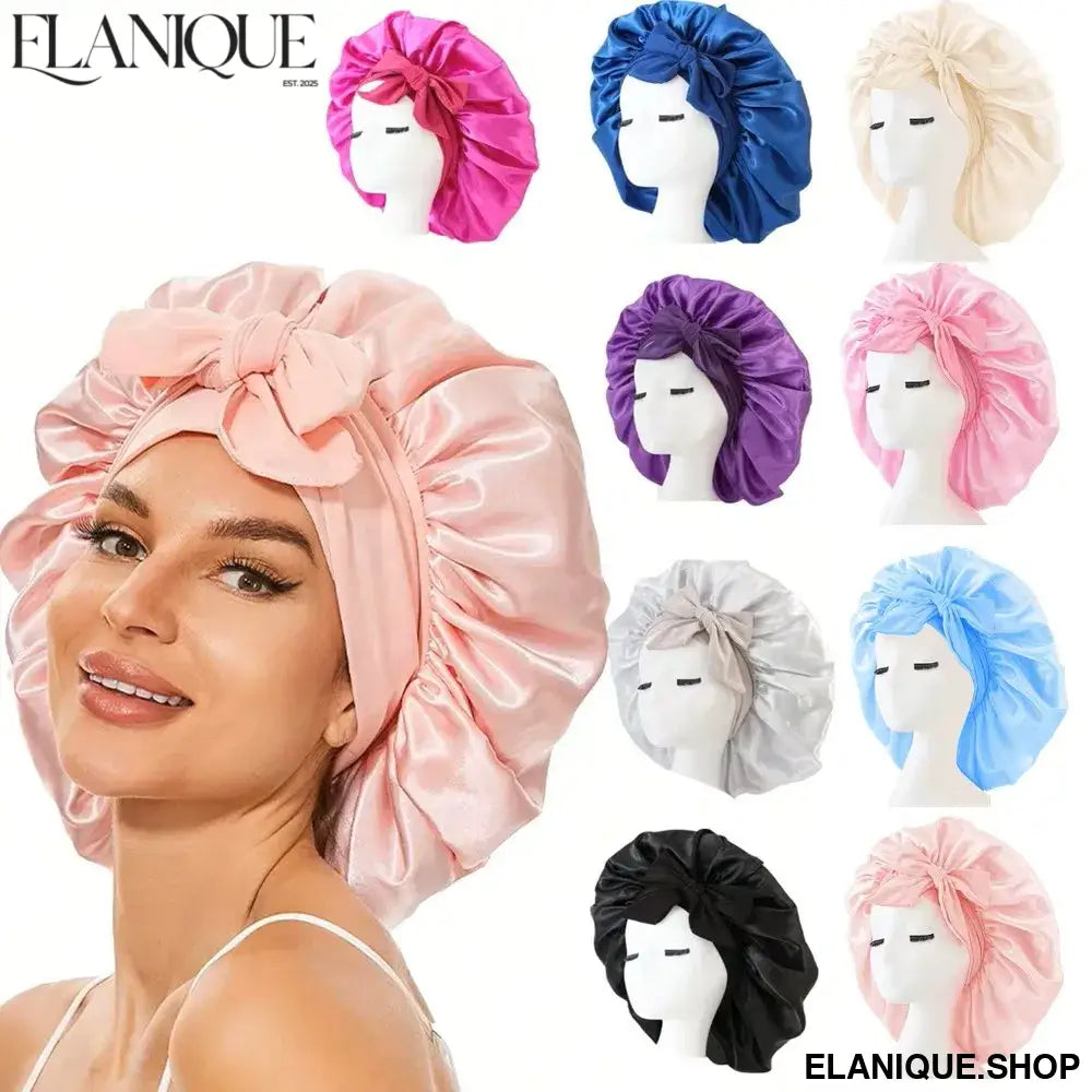 Adjustable Satin Bonnet with Tie Band – Overnight Hair Protection, 9 Colours