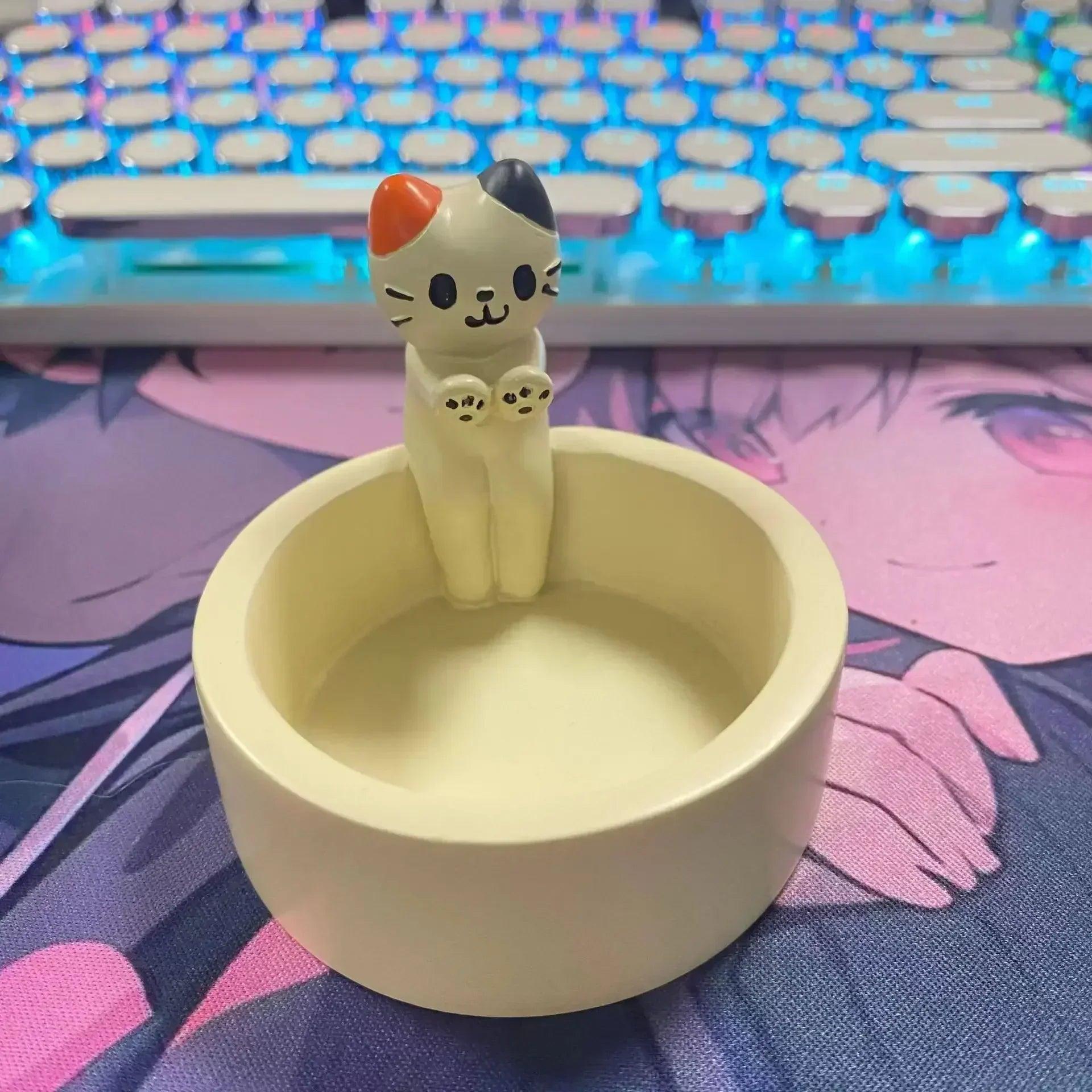 Cartoon cat candle holder tea light office home desktop decorative ornaments cute candlestick craft decoration