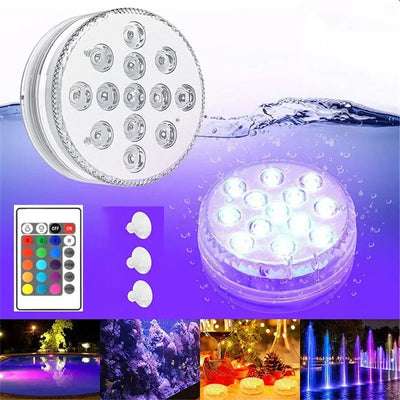 13 LEDs Submersible Light with Remote Control Underwater Night Lamp for Pool Vase Bowl Wedding Party Decoration Underwater Light