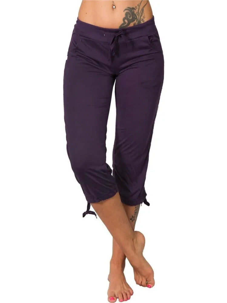 Women's Pocket Mid-rise Drawstring Leggings