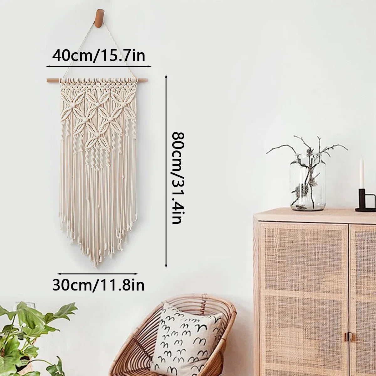 Macrame Wall Hanging Tapestry Handmade Ethnic Woven Art Wall Decor Tassel Crochet Decoration for Home Living Room Bedroom
