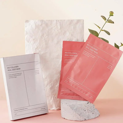 1Box /4PCs Bio Collagen Face Mask Shrink Pores Deep Hydrating Overnight Mask Moisturizing Refreshing Brightening Face Skin Care