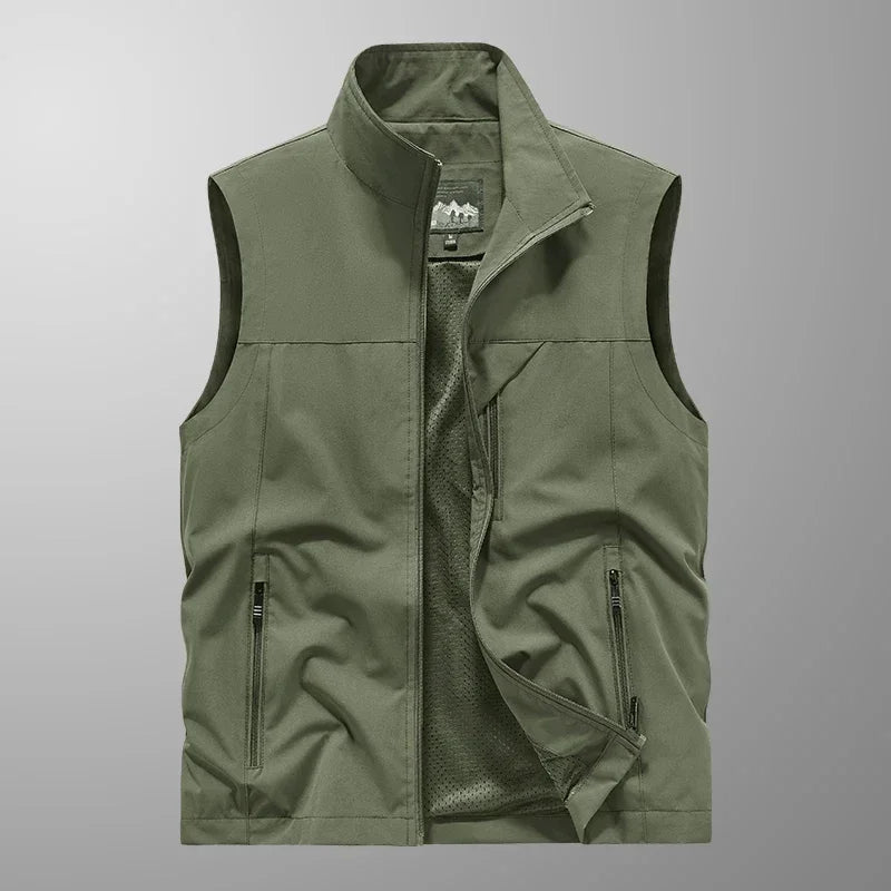 Summer Vest Men's Work Vest Large Size Golf Sleeveless Jacket Tactical windbreaker Hunting Camping Fishing waterproof Coat Parka