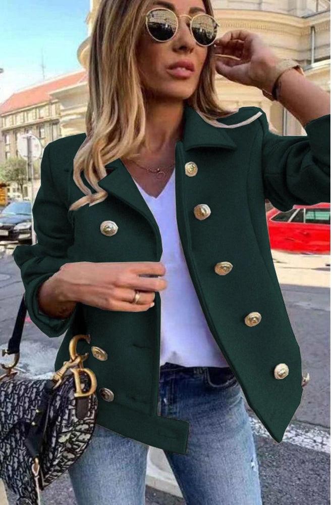 Long sleeve fashion double-breasted blazer casual with lapel office lady jackets for women
