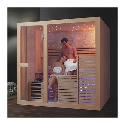 Indoor Sauna Personal Home Use Far Infrared Solid Wood 2 Person Dry Steam Sauna Room Modern Electric Sauna