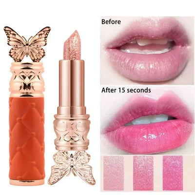 Hua Fei Butterfly Dance Pearlescent Color Changing Lipstick Moisturizing Moisturizing Not easy to take off makeup Lip gloss