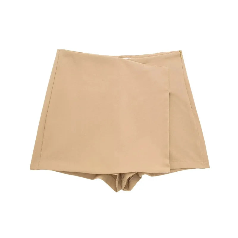 MUJER 2025 Asymmetric Skort For Women Black High Waist Mini Skirt Shorts Women Casual Bermuda Shorts Woman Summer Skirt Shorts