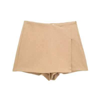 MUJER 2025 Asymmetric Skort For Women Black High Waist Mini Skirt Shorts Women Casual Bermuda Shorts Woman Summer Skirt Shorts