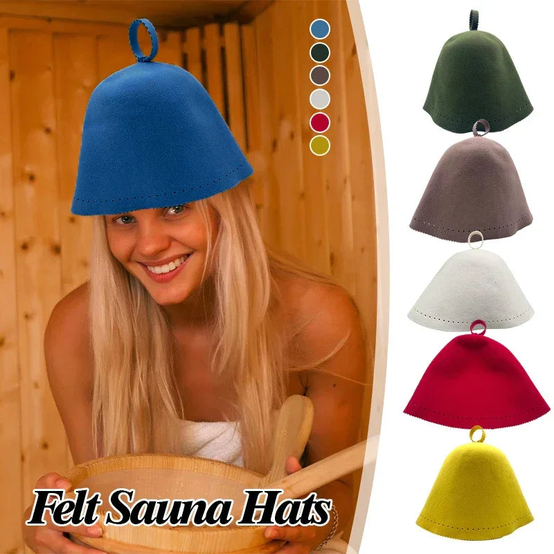 Handmade Thicken Wool Felt Sauna Hats Unisex Hair Protection Spa Sauna Accs for Bath Protection Felt Sauna Cap Absorbent Spa Cap