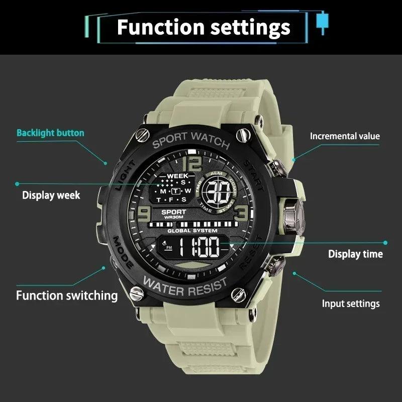 Top luxury electronic watch for man outdoor sport stopwatch waterproof calendar digital clock 24355
