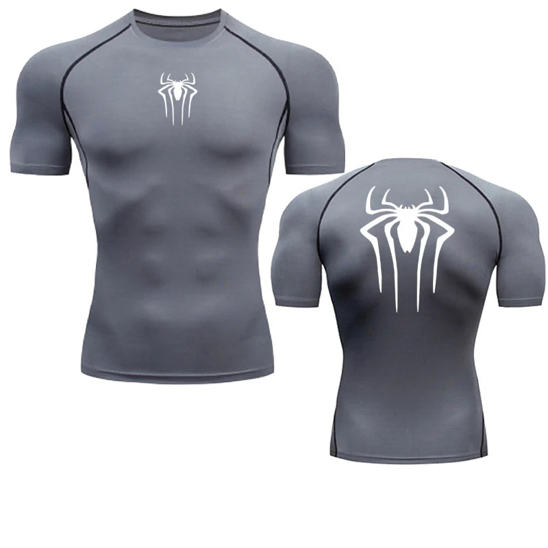 Printed Men's Athletic Compression Shirts Athletic Quick Dry Breathable Rash Guard Athletic Tight Workout Tops Summer Men