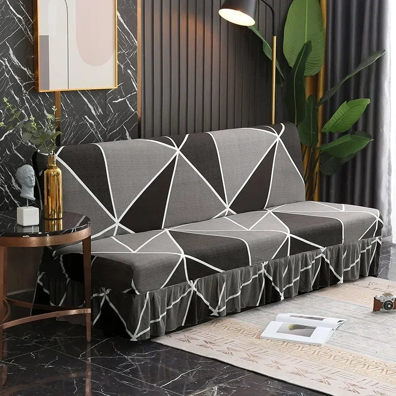 1/2/3Seater Sofa Bed Cover with Elastic Printing Seat Cover Armless Sofa Bed Cover Sofa Covers for Living Room Home Decor