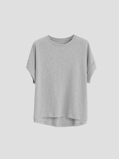 Women Linen Tops Crew Neck